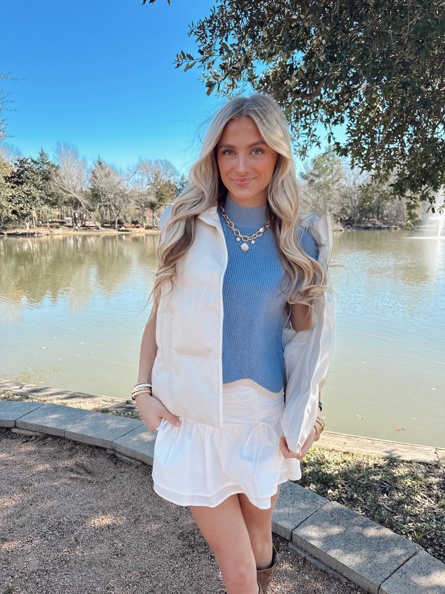 Solid Sleeveless Puffer Vest