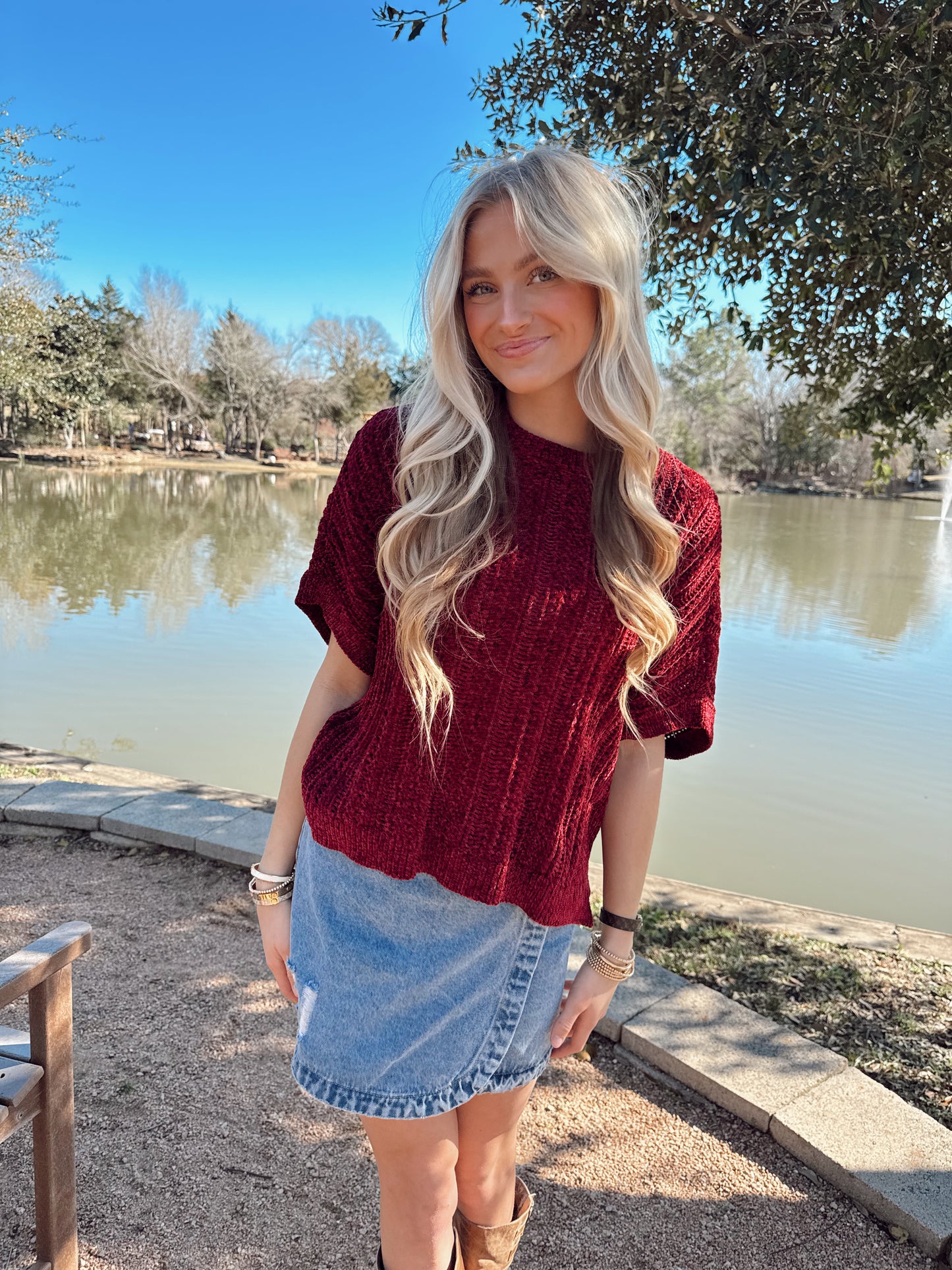Ultra Soft Short Sleeve Sweater Top.