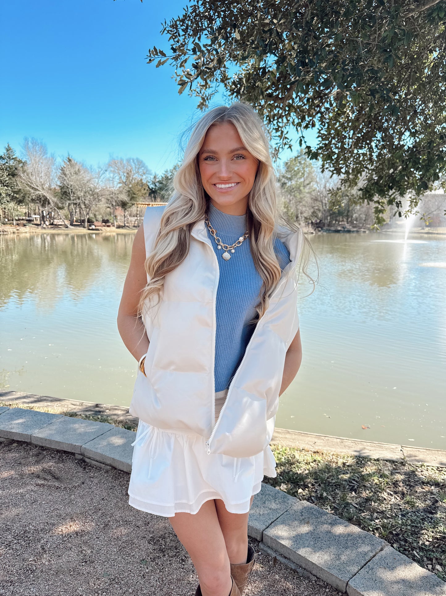 Solid Sleeveless Puffer Vest