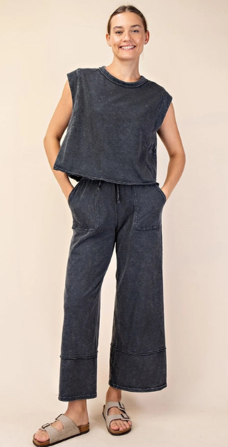 Mineral Washed Cropped Sleeveless Tank