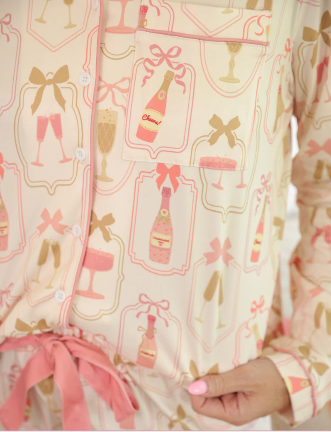 Bows & Bubbly Ruffle Pajama Set