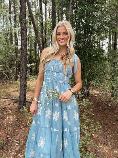 Embroidered Tiered Maxi Dress