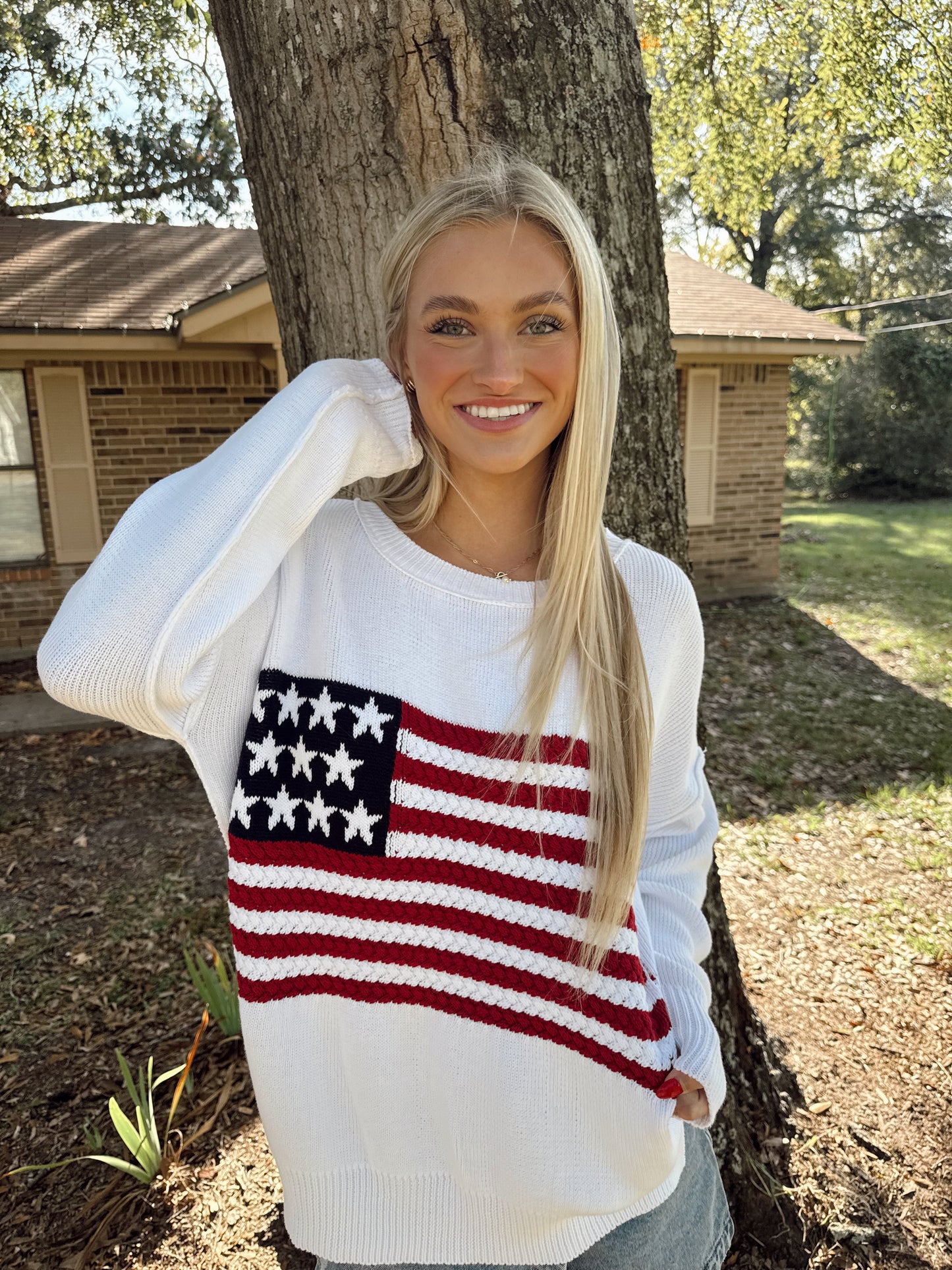 American Flag Sweater Top