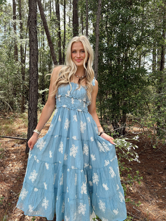 Embroidered Tiered Maxi Dress