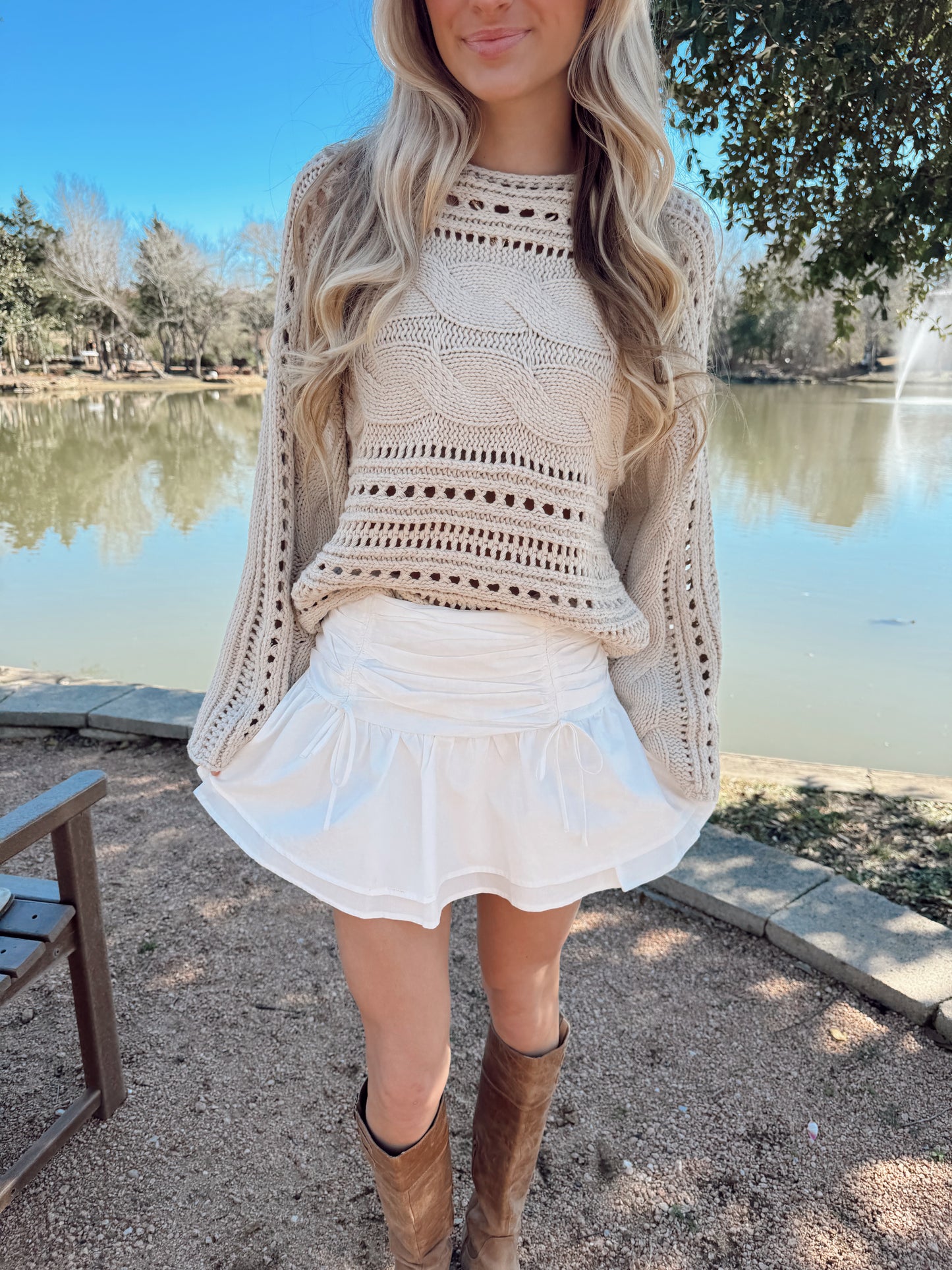 Ribbon Tie Ruched Skort