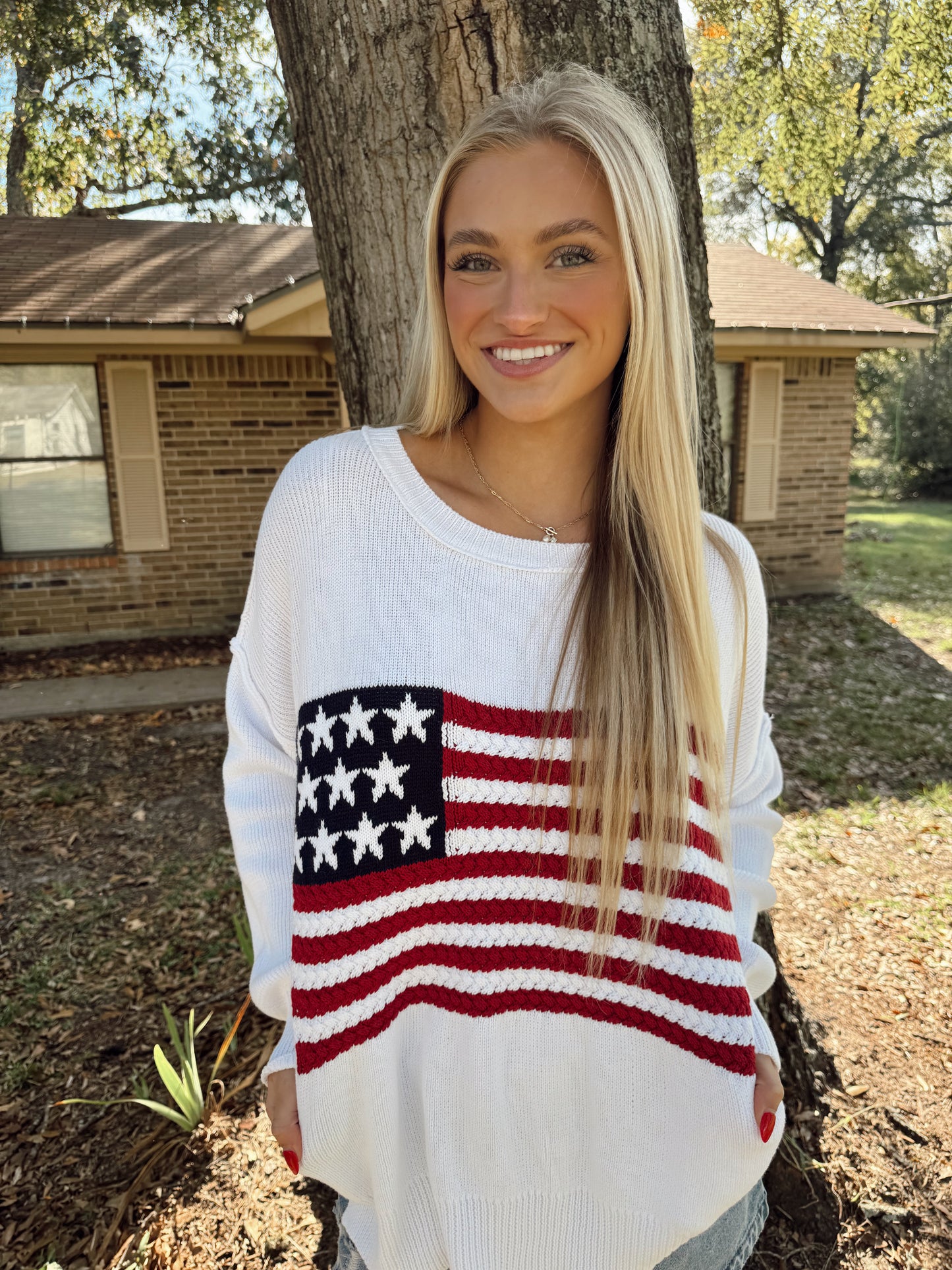 American Flag Sweater Top