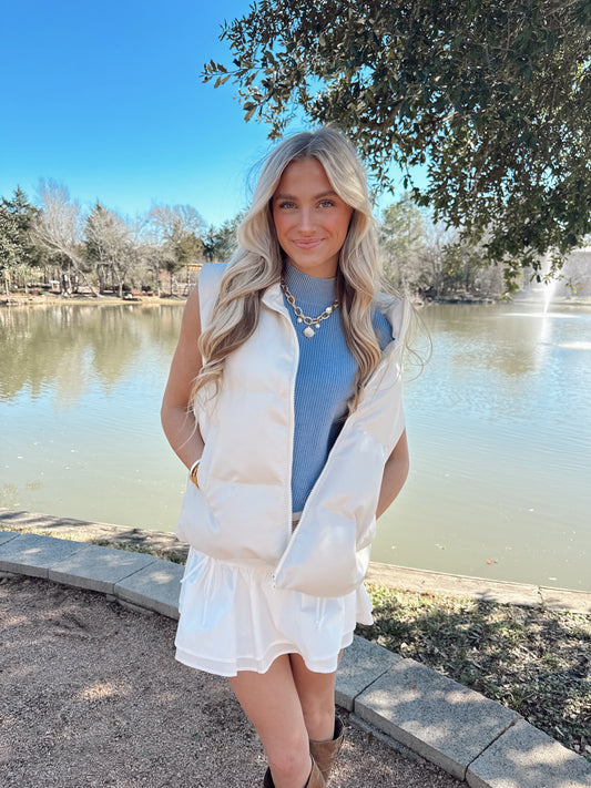 Solid Sleeveless Puffer Vest