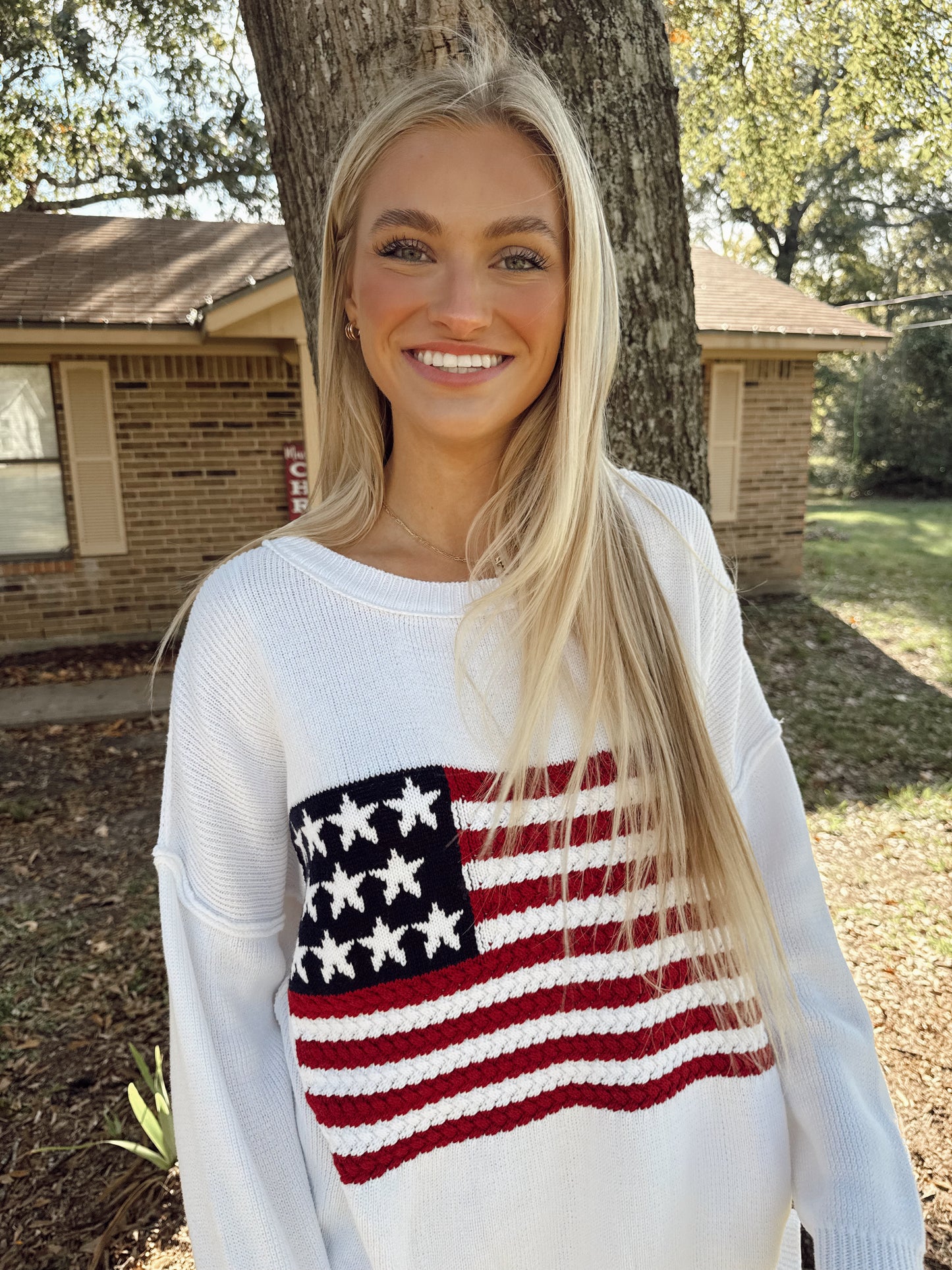 American Flag Sweater Top