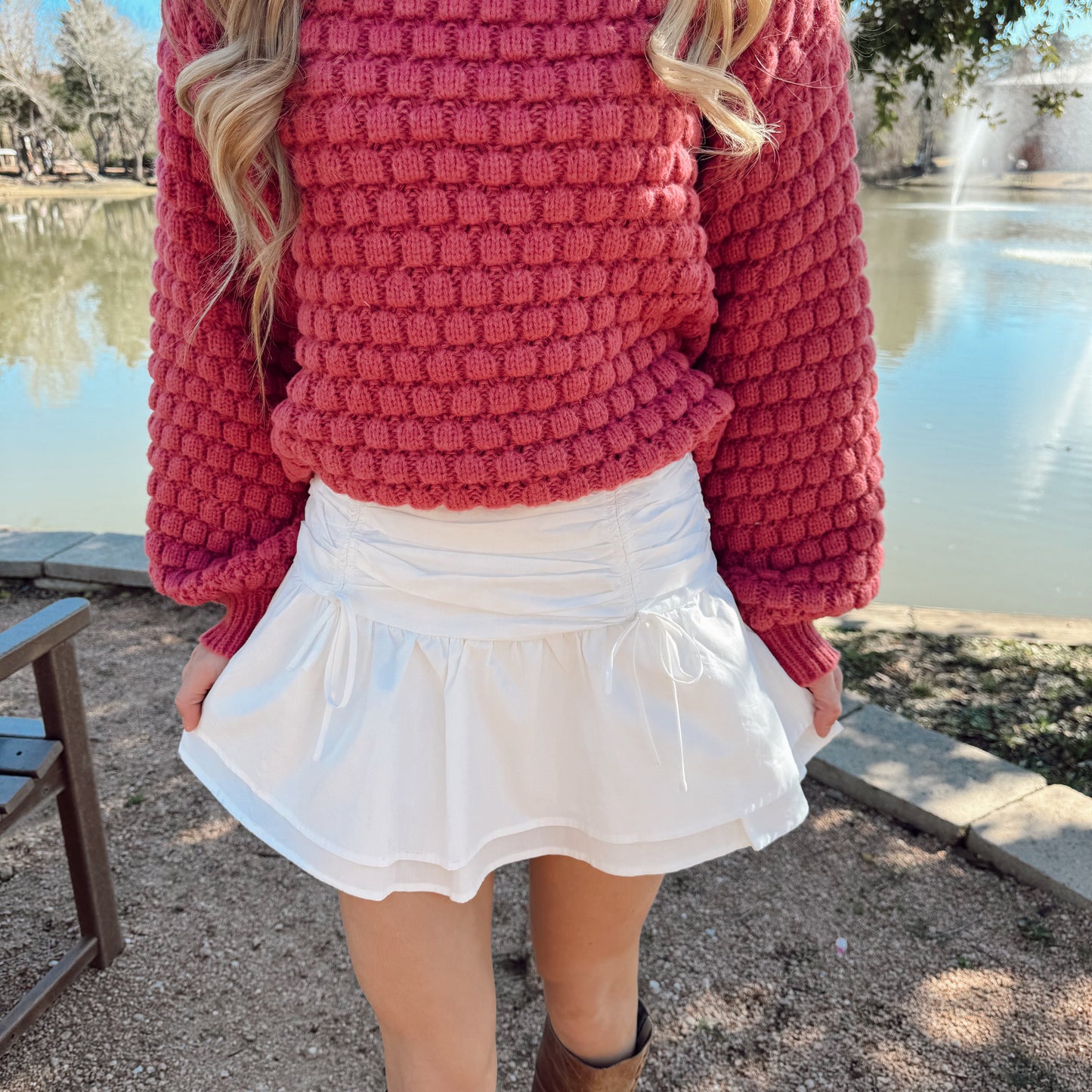 Ribbon Tie Ruched Skort