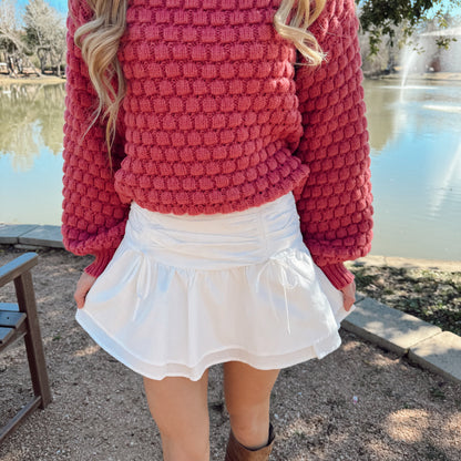 Ribbon Tie Ruched Skort