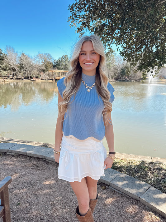 Mock Neck Short Sleeve Top