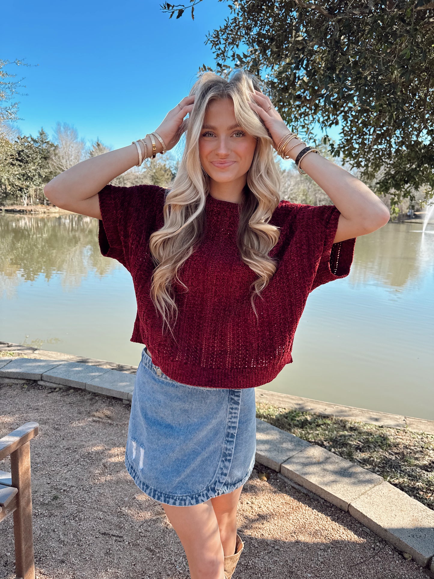 Ultra Soft Short Sleeve Sweater Top.