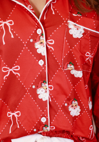 Santa's Signature Bow Ruffle Pajama Set*