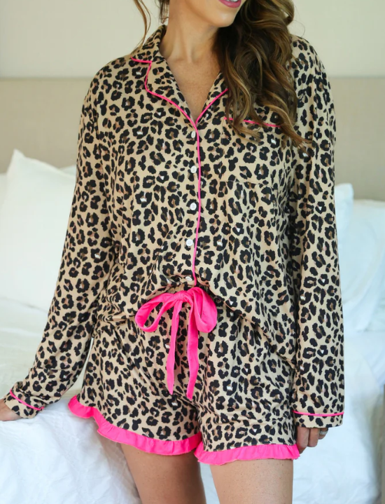 Leopard Ruffle Pajama Set