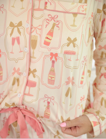 Bows & Bubbly Ruffle Pajama Set
