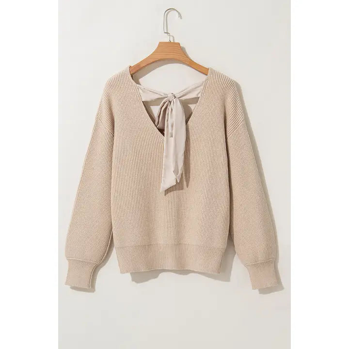 Bow Back Lantern Sleeve Sweater