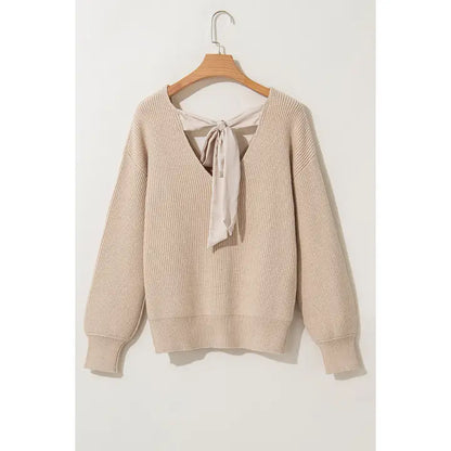 Bow Back Lantern Sleeve Sweater